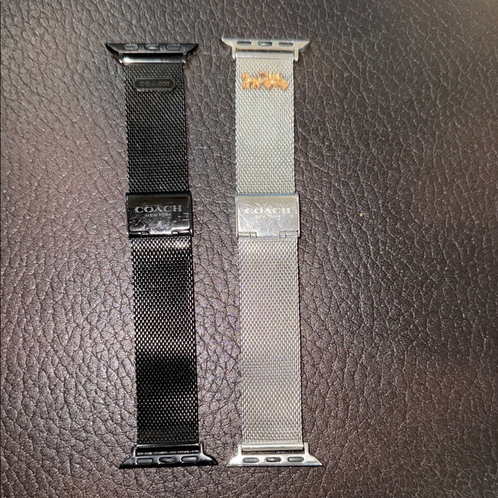 Used Coach Black and Silver Stainless Steel Watch Bands for Apple Watch 41mm - Picture 2 of 4